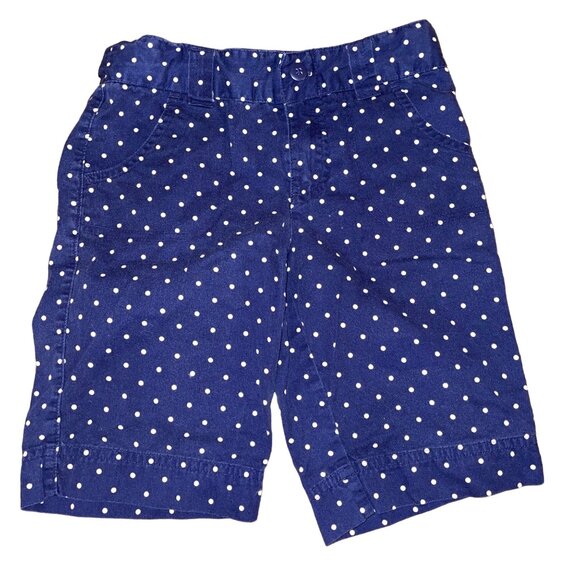 Cherokee Kids Polka Dot White Navy Shorts 6/6X 100% Cotton - Picture 1 of 5